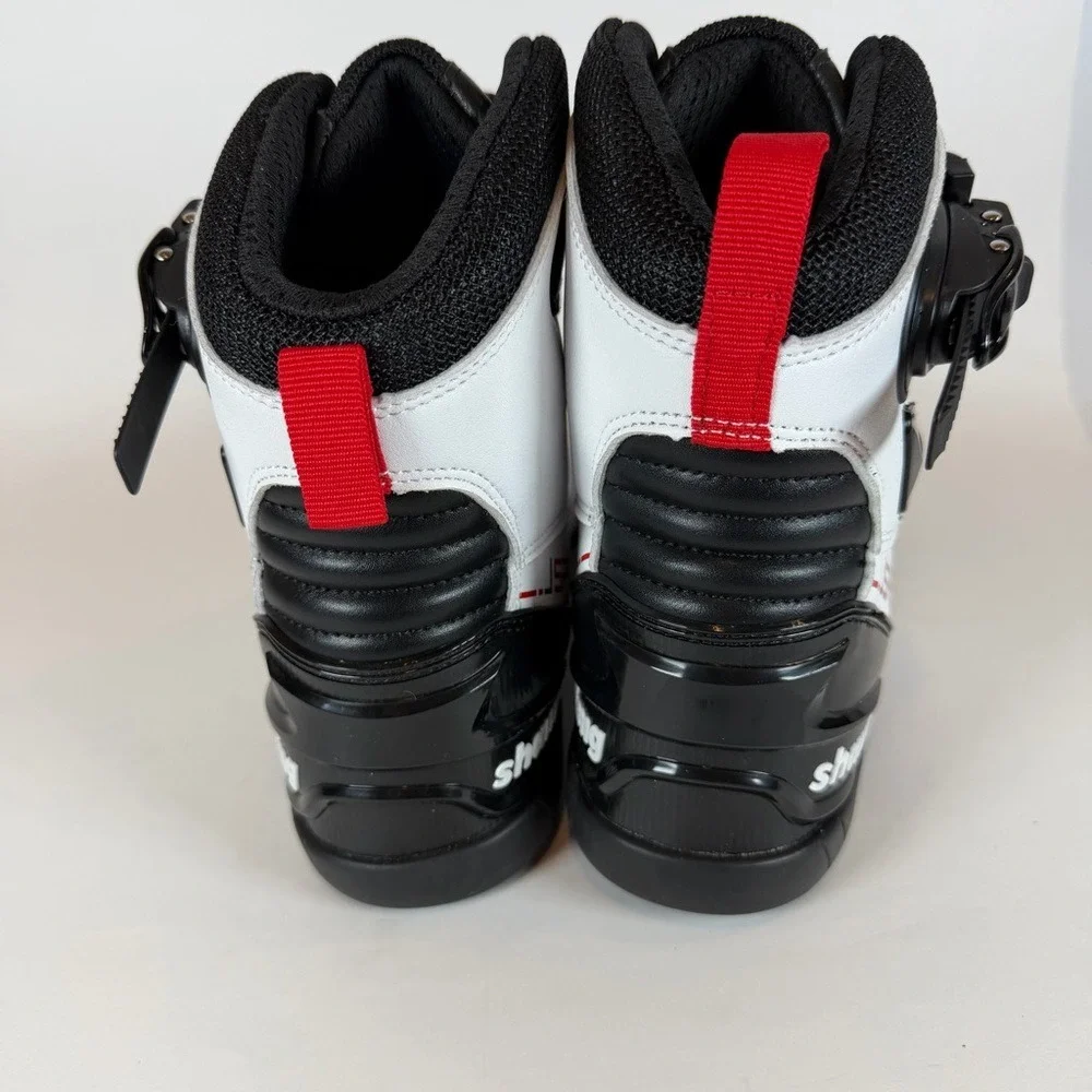 Shamofeng J-Speed Motorcycle Riding Boots White Black Red Men Size 42 US 9